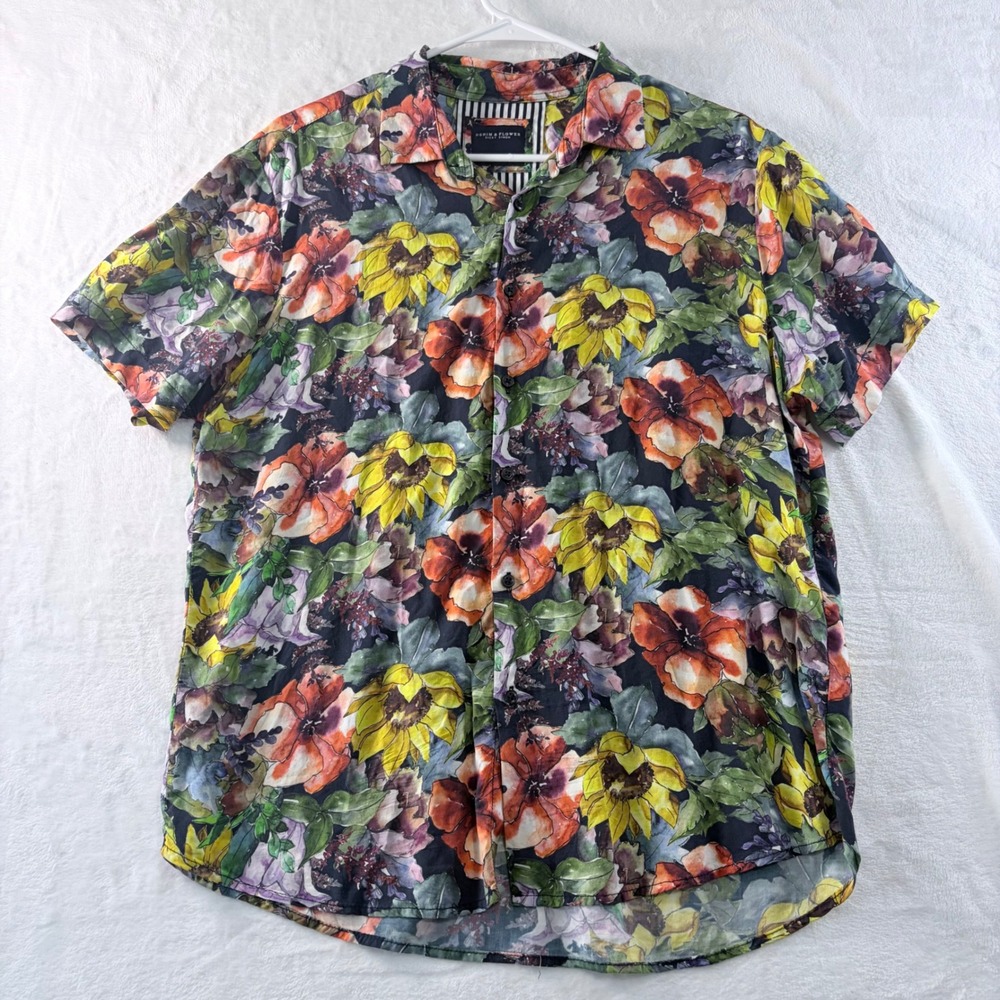 Denim & Flower Shirt Ricky Singh Floral Sunflower Poppy Button Down Multi Size M